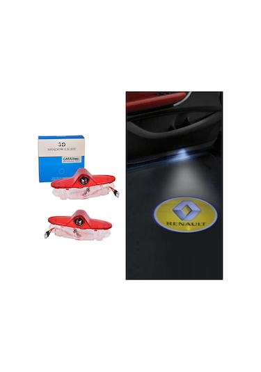 Renault Kapı Altı Led Aydınlatma 3 Boyutlu Logo Lazer Işık Araca Özel Geçmeli 2li Set GLZ00406198