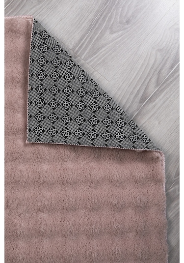 Dekoratif Bubble Uzun Tüylü Yumuşak Puffy Peluş Kaymaz Yıkanabilir Salon Antre Halı Yolluk Pembe