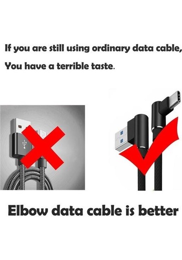 Siyah 90 Derece Sağ Açı Tip C Usb Kablosu Mikro Usb Veri Hızlı Şarj Kablosu İos Uyumlu Samsung Xiaomi Huawei İçin 1.5m Micro Usb