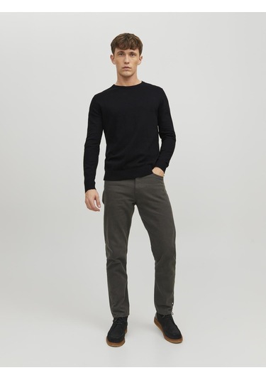 Jack & Jones Erkek Bisiklet Yaka Triko Kazak - Emil - 12208364 Siyah