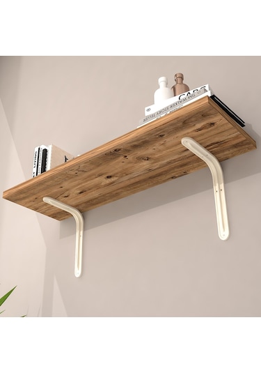 L Konsol Duvar Rafı - Duvara Monte Raf 25x60 Cm Metalik