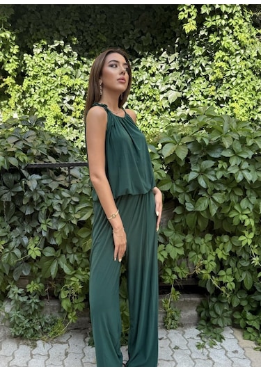 Munn Collection Kadın Omuz Askılı Döküm Detay Salaş Sandy Bluz Yeşil