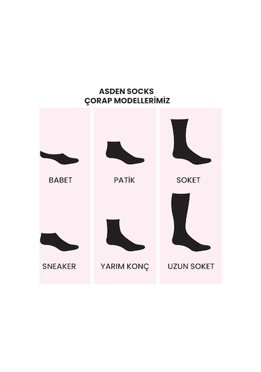 Asden Bambu Kadın Soket Çorap Siyah 4'lü, Yıkamalı, Burun Dikişsiz 6 Çift Siyah