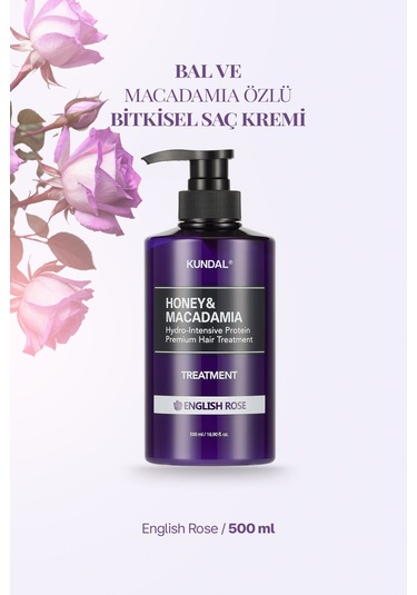 Yoğun Nemlendirici Ve Besleyici Saç Kremi Kundal Honey & Macadamia Protein Treatment English Rose