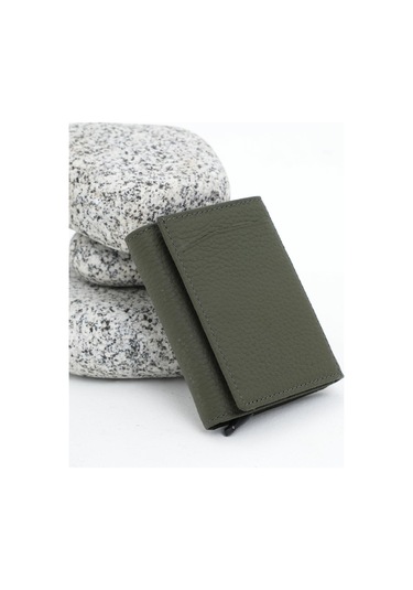 Erkek Mekanizmalı Deri Cüzdan Haki Yeşil 113570