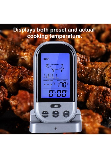 Moveevo Sn023 Turuncu Isı Ölçer: Kablosuz Barbekü Ve Mutfak Gıda Termometresi, Su Geçirmez Prob, 0-250 C Aralığı Pil Dahil Değil