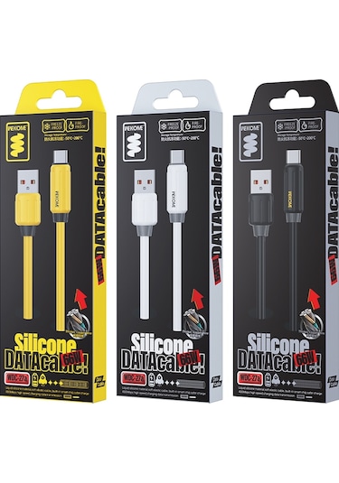 Wk Wdc-27a Elastik  Silikon 1m 66w Usb Tip-c Hızlı Şarj Veri Kablosu Sarı