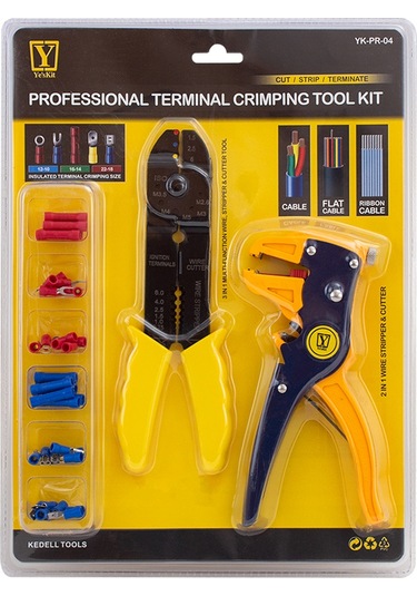 Powermaster Yk-pr-04 Terminal Sıkma Pensesi+kablo Sıyırma Pensesi+uç Seti Soyma Ve Kesme Bir Arada Set