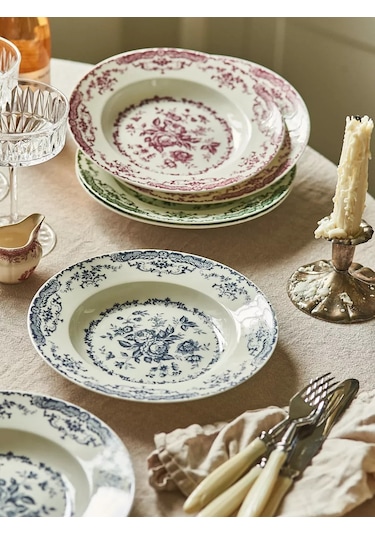 Roomi Desenli Seramik Derin Tabak 400 Ml, 2 Parça Set 237490725 Sütlü