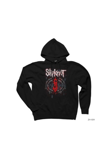 Slipknot Logo Siyah Kapşonlu Sweatshirt Hoodie Siyah