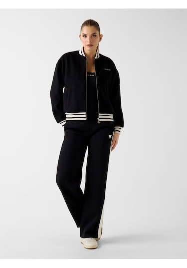 Guess Melton Tam Fermuarlı Kadın Bomber Ceket V6rl00wm072 Siyah