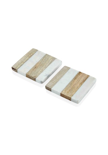 The Mia Nature Bardak Altlığı 2li Set Brk0117 Beyaz - Kahverengi