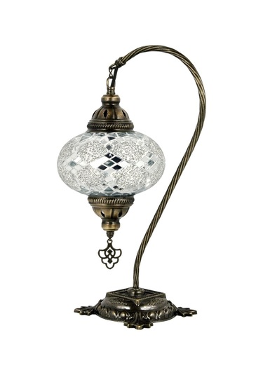 Mozaik Lamba Masaüstü Lamba Gece Lambası Otantik Mozaik Abajur Beyaz