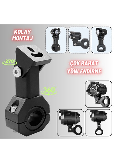 Motosiklet Gidon Sis Farı Montaj Ayağı 2 Adet Alüminyum Braket
