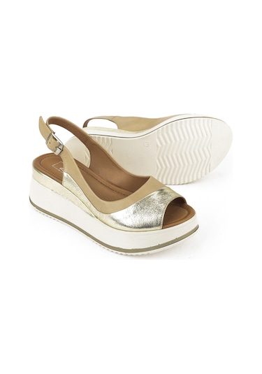 Ziya, Kadın Hakiki Deri Dolgu Topuk Sandalet 151992z50020 Bej 151992z50020 340 Bej