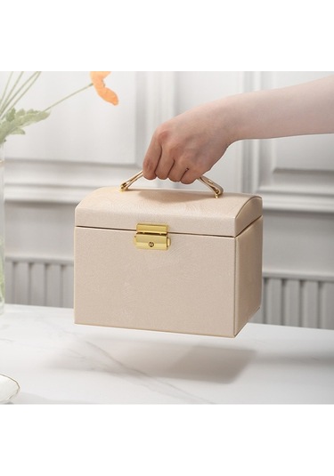 Şık Tasarımlı Çok Gözlü Deri Kilitli Takı Ve Mücevher Kutusu