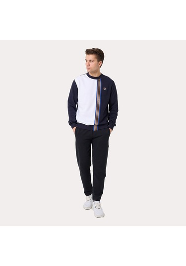 Lacivert Fila Erkek Bisiklet Yaka Sweatshirt Asymmetrical Tm411155 Lacivert