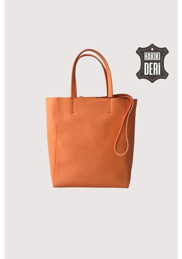 Hakiki Deri Kadın El Çantası Turuncu Smr8751 Turuncu