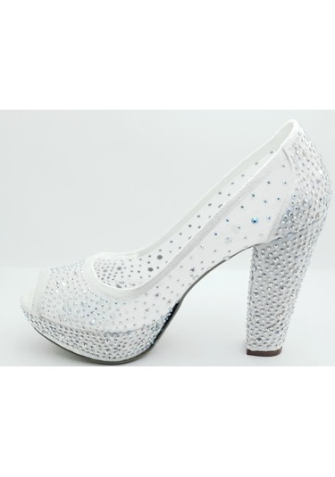 Punto 586398 Sedef Kadın Taşlı Abiye 13 Cm Topuklu  Ayakkabı