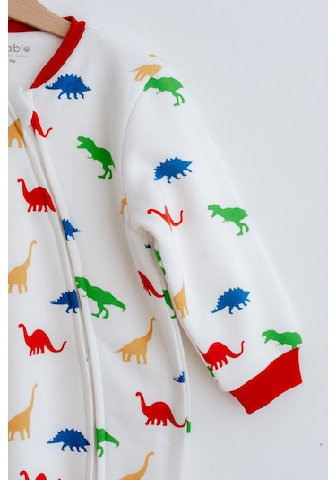 Lilabio Kız Erkek Çocuk %100 Pamuk 1.5 Tog Desenli Uyku Tulumu Dinozor Çok Renkli