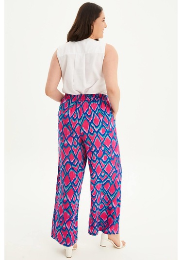 Beli Lastikli Geniş Paçalı Pantolon - Çok Renkli