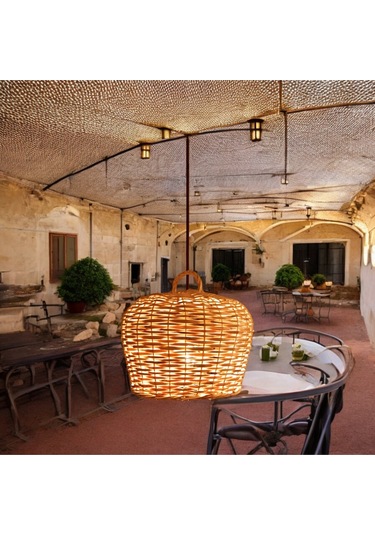 Hasır Yuvarlak Avize El Yapımı 25 Cm Sarı Bej - Sarı