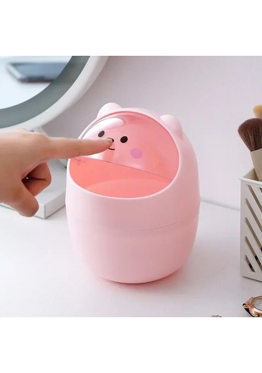 Maoyaya Sevimli Ev Masaüstü Kapaklı Çöp Tenekesi Ins Tarzı Çok Renkli Çok Renkli