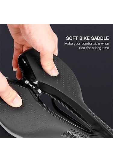 Springsun Bisiklet Jantlı Süngerli Oturak, Dağ Ve Yol Bisikleti İçin Led Fenerli, Sert Ve Dayanıklı, Siyah Renk, 25.5x16 Cm Siyah