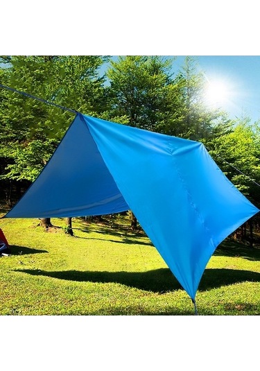 Bloomnest Yağmur Tarpaulin Tarp Su Plaj Piknik Mavi Kamp Kamp İçin Hava Hamak Hafif Güneşlik Geçirmez Fonksiyonlu Çok Çadırı Çadır Barınağı Açık 9.8ft 9.8 Rf Mavi Mavi