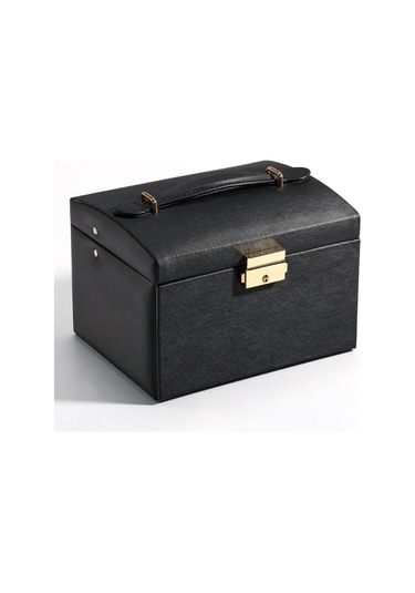 Sones Basit Taşınabilir Mücevher Kutusu Küpe Yüzük Saklama Konsolidasyon Kutusu Çekmeceli, Boyut: 17,5 X 14 X 13 Cm Siyah