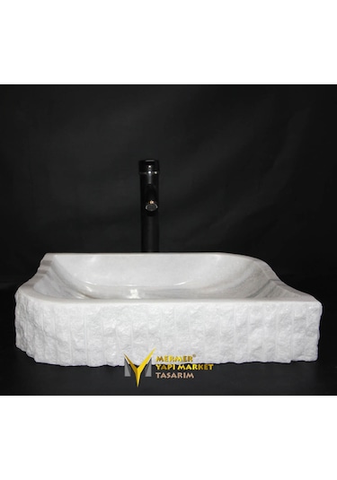 Muğla Beyaz Mermer Tasarım Köşeli Lavabo