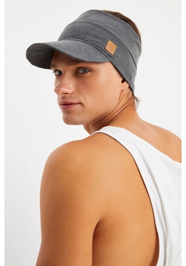 Erkek Uv Koruyuculu %100 Pamuklu Penye Tenis Golf Stil Vizör Şapka Siperlik - Tek Ebat / Füme Füme