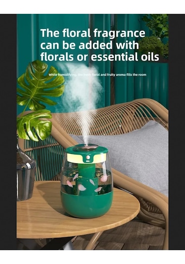 Mighty Yeşil Büyük Kapasiteli 1.3 Lt Usb Ultrasonik Ofis Oda Ve Araba Hava Nemlendirici Buhar Makinesi Aroma Difizörü Çift Püskürtme