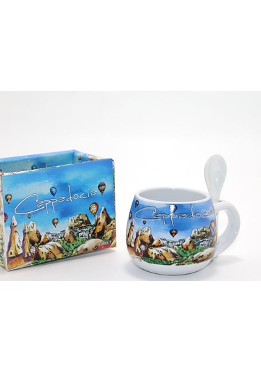 Kaşıklı Yöresel Kahve Fincanı Tekli Model 2 Çok Renkli