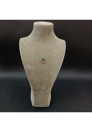 925 Ayar Gümüş Sonsuzluk Tema Yeşil Gül Modelli Harika Tasarım Altın Kaplama Kolye Gümüş