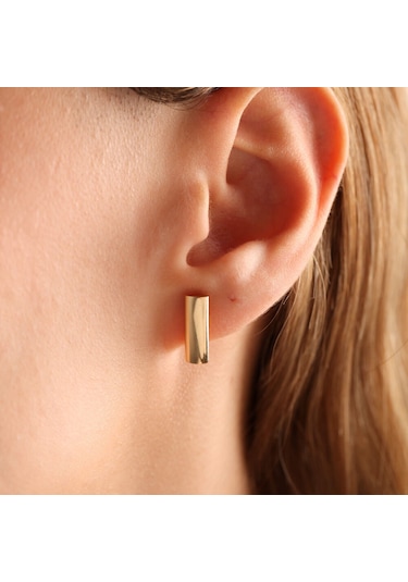 Sembol Gold 14 Ayar Altın Küp Küpe İtaly Rod 1.5 cm