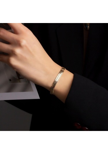 Altın Yassı Bileklik BL0057 Sarı Altın