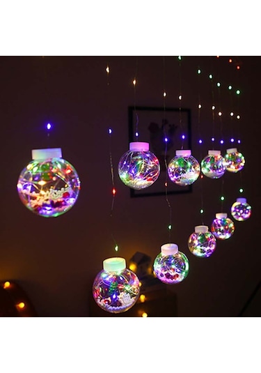 Led Bakır Tel Perde Işık Dilek Topu Noel Dekorasyonu Dize Işıklar, Rastgele Stil Teslimat, Fiş Tipi: Ab Fiş Renkli Işık