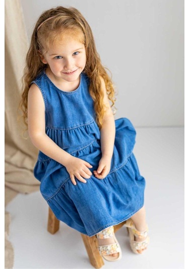 Oliventhekid Pileli Kolsuz Midi Kot Elbise Koyu Mavi Koyu Mavi