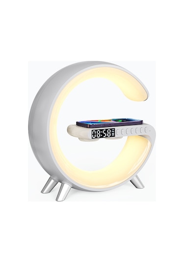 Ally 15W Kablosuz Şarj Standlı Bluetooth hoparlör RGB Gece Lamba Çok Renkli