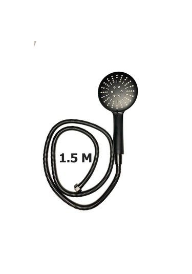 Black Sun 3 Fonksiyonlu Duş Başlığı Sürgülü Duş Seti Siyah 1.5 M Siyah