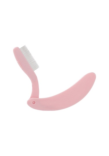 Vkemall Katlanabilir Paslanmaz Çelik Dişli Göz Kirpik Fırçası Ve Kaş Tarama Aracı - Pembe