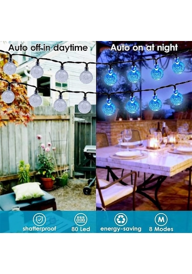 Çok Renkli Güneş Dize Işıklar Açık Led Kristal Küre Topu Işık 8 Modlu Su Geçirmez Güneş Enerjili Veranda Işık Bahçe Partisi Düğün Dekor İçin 5m20led Çok Renkli