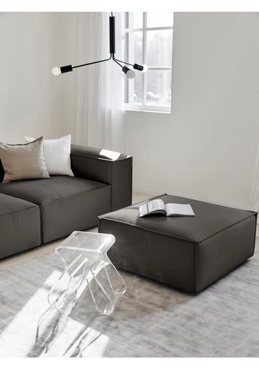 Most Mollis Kare Puf Silinebilir 41 Koyu Antrasit Keten Kumaş Yum