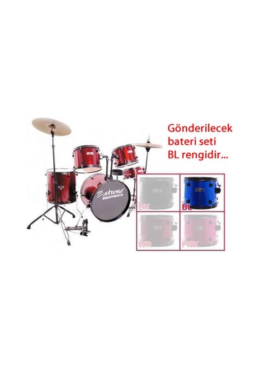 Extreme Xds565 Bl - Mavi Akustik Davul Seti