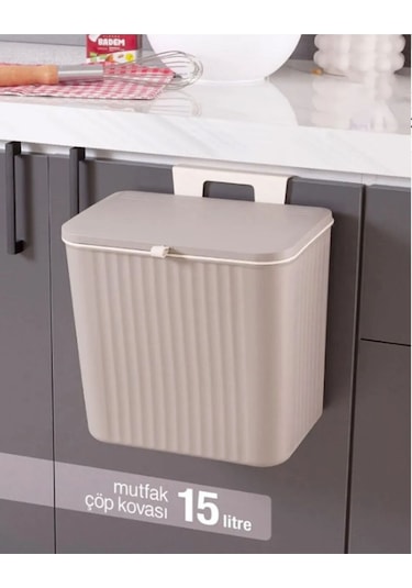 Origa 15 Lt Mutfak Tezgah Üstü Ve Dolap Askılı Çöp Kovası Latte