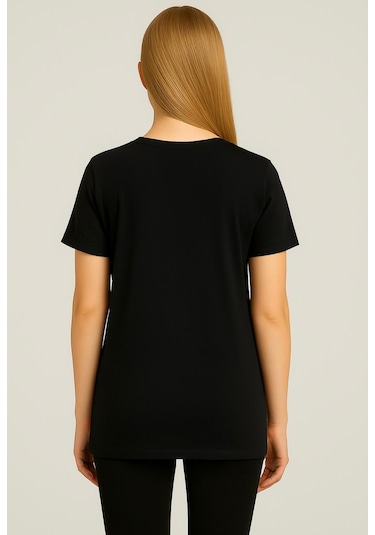 Axxel Kadın Siyah Kısa Kollu Oversize T-shirt-d804-k Siyah