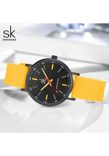 Novahub Siyah Shengke Spor Kadın Saat, Yeni Tasarım Sk Kuvars, 34mm Yuvarlak Kadran, Siyah Silikon Kayış, Kadın İçin, Ce Sertifikalı Çok Renkli