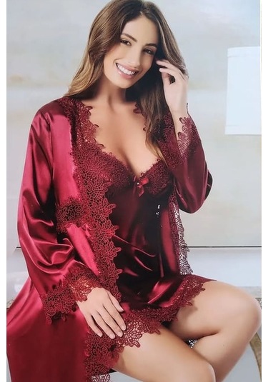 Xses 1002 Kadın Bordo Saten 6'lı Takım Bordo