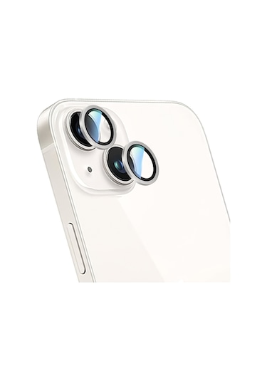 Apple iPhone 15 Uyumlu Caseworld Alloy Serisi Oleofobik Anti Reflective Kamera Lens Koruyucu Gümüş